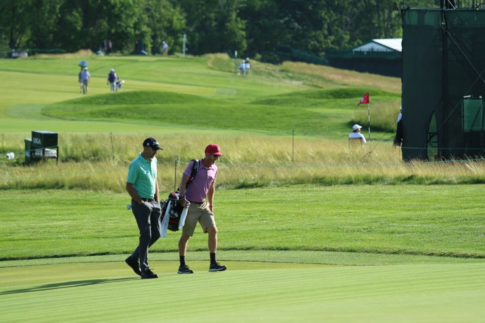 After warming up, it&#39;s off to the first tee...